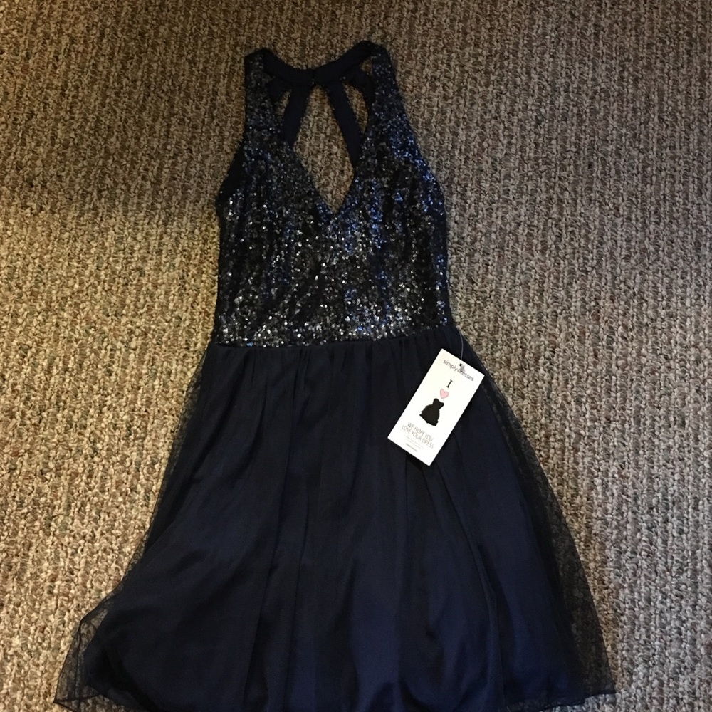 Size 9 homecoming dress NEVER WORN navy blue