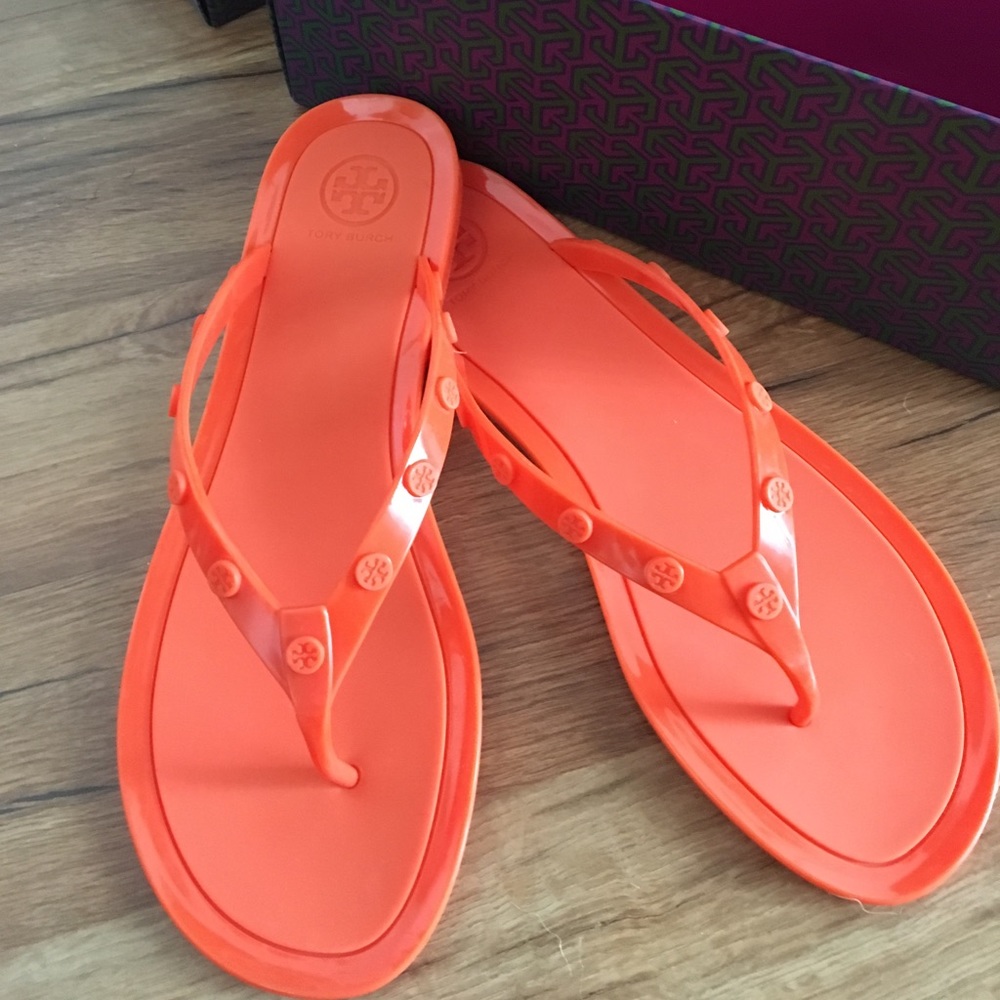 Brand New Orange jelly flats Tory Burch