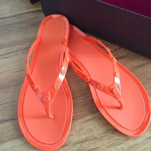 Brand New Orange jelly flats Tory Burch