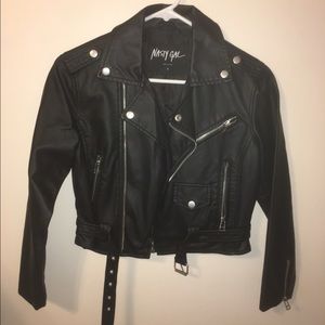 Nasty gal Black faux leather cropped jacket