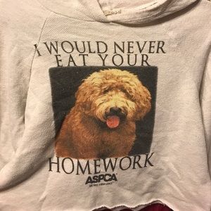 Cropped hooded long sleeve sweater