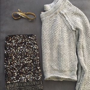 Free People sweater and sequin mini