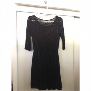 Black midi dress with floral lace print