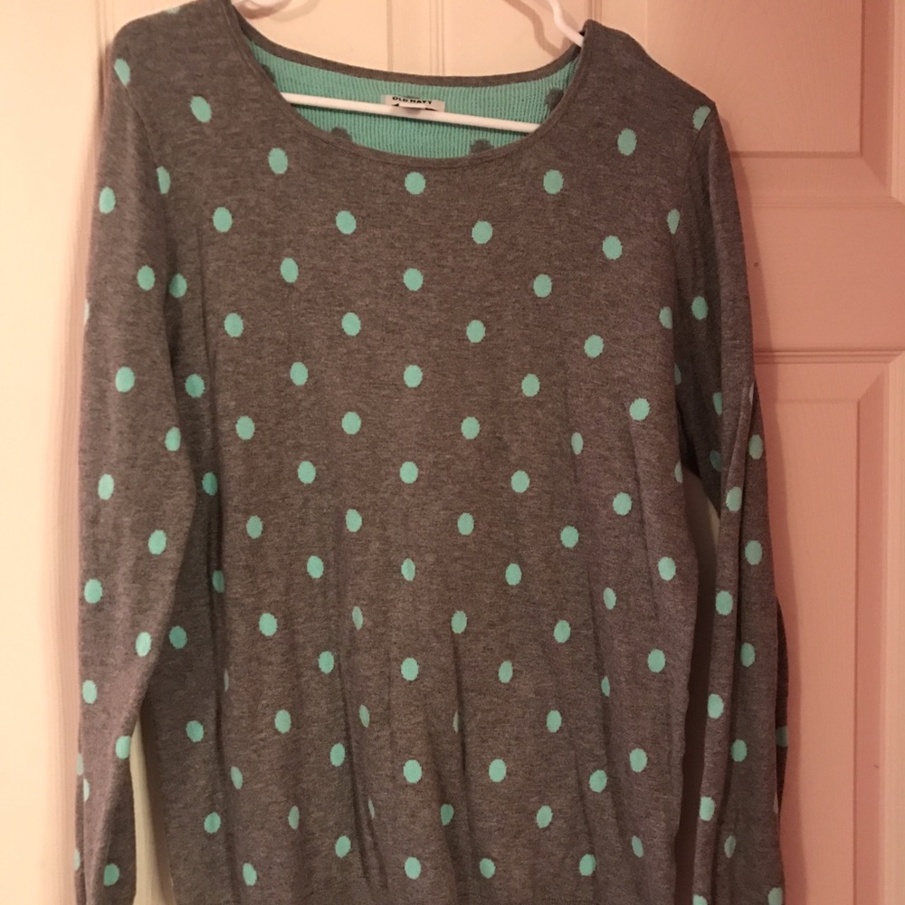 Gray and Mint Green Polka Dot Sweater