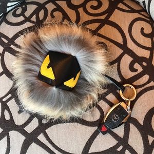 SOLD Monster genuine fur key fob