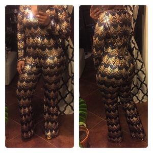Stretch Tri color sequin  jumpsuit
