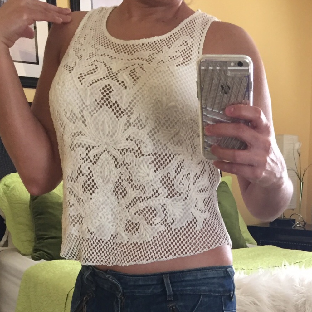 White crochet tank top