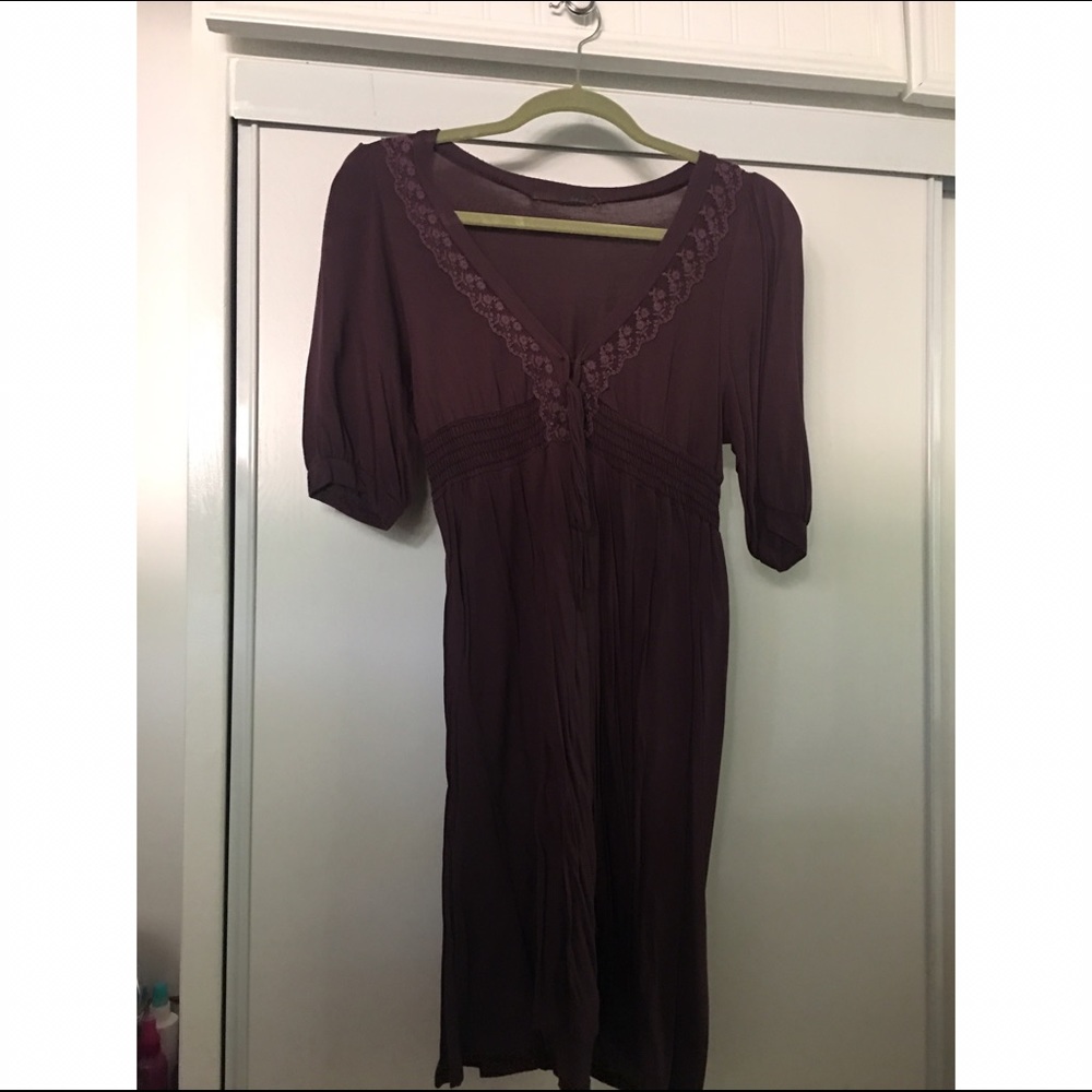 Midi sized dress. Dark plum color