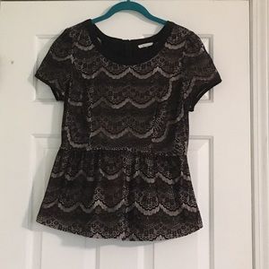 Black Lace Peplum Top by Under Skies