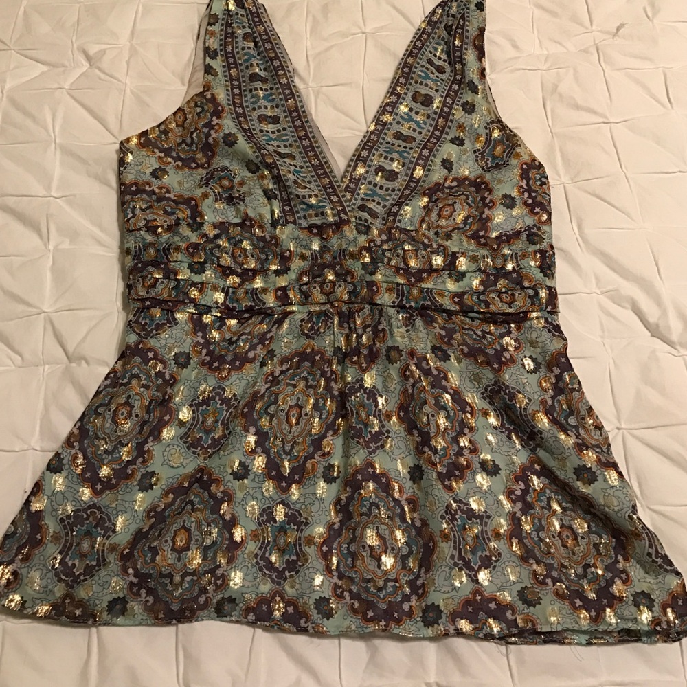 Patterned silk top