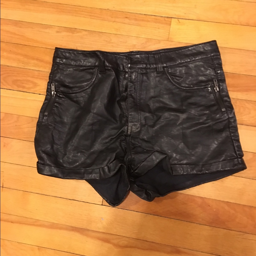 H&M leather-look shorts