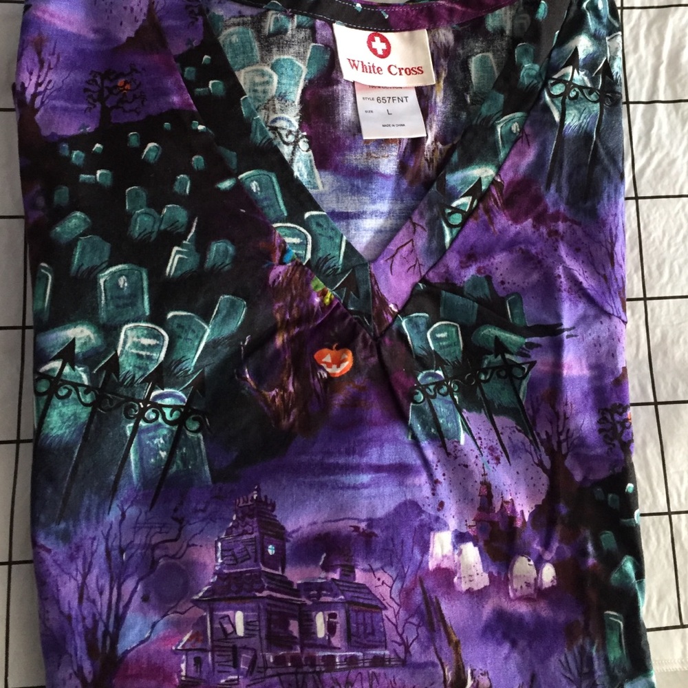 Halloween scrub top