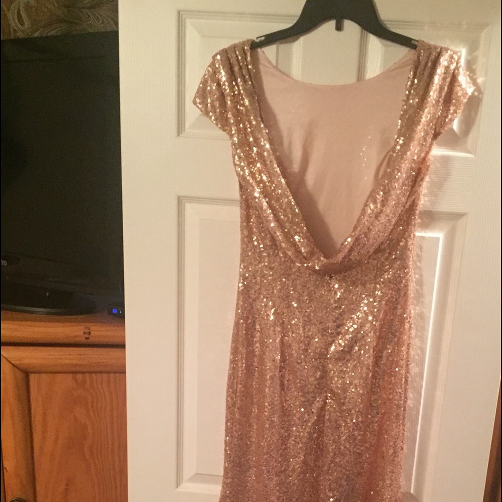 Rose gold sequin bridesmaid dress