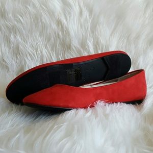 Red suede flats