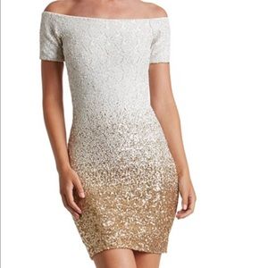 Larissa White & Gold Sequin Dress