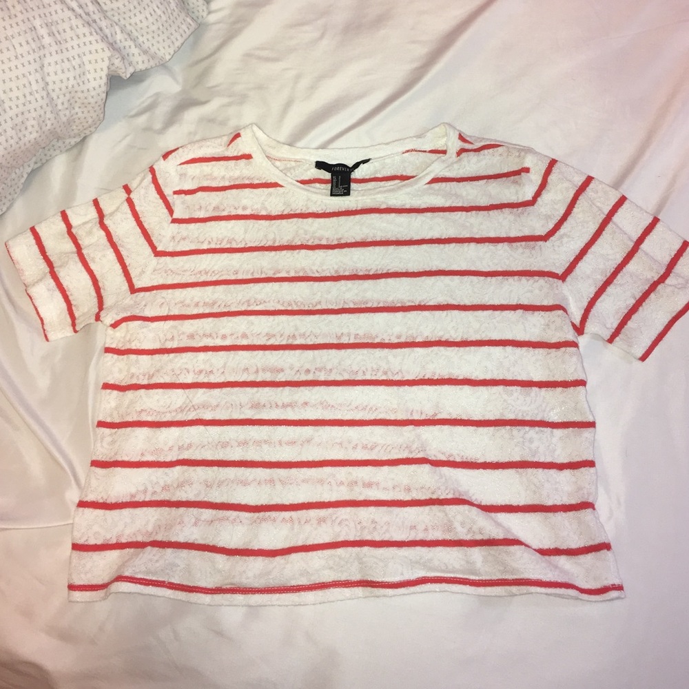 Lacy striped crop top