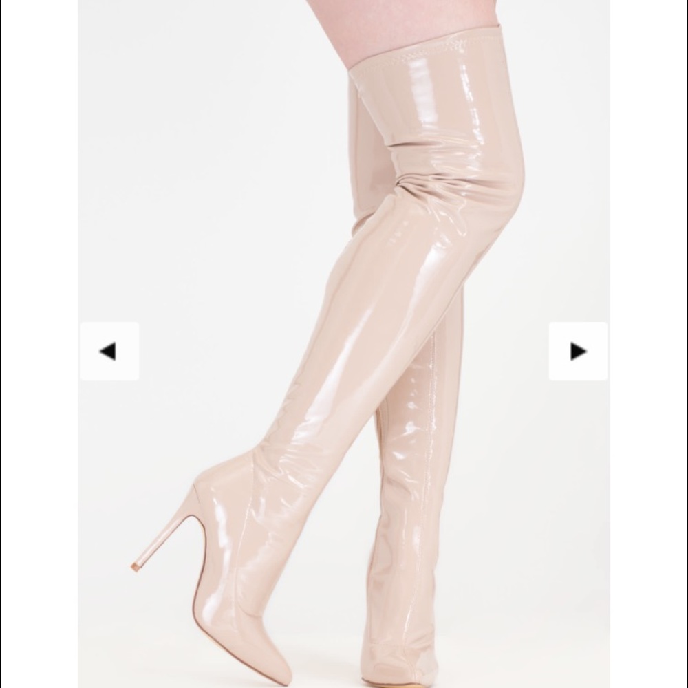 Nude Over the knee Faux patent leather boots