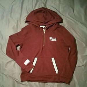 LAST CHANCE----PINK HALF ZIP HOODIE