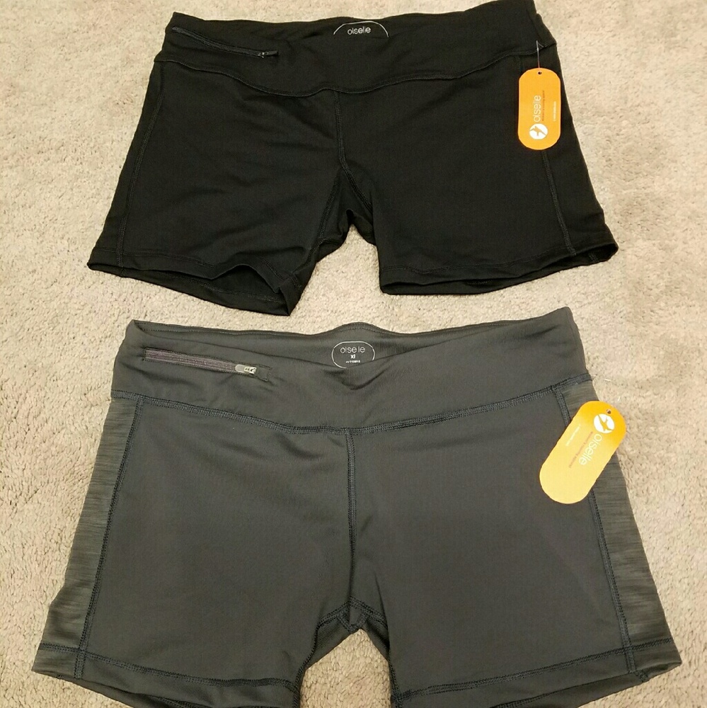 NWT Oiselle Running shorts sz XL black and gret