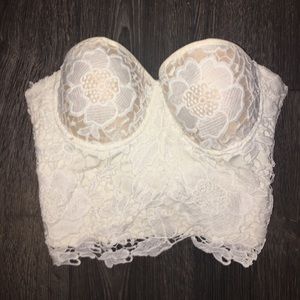 White Floral Lace Corset - L