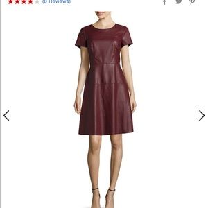 Worthington Maroon Berry Faux Leather dress