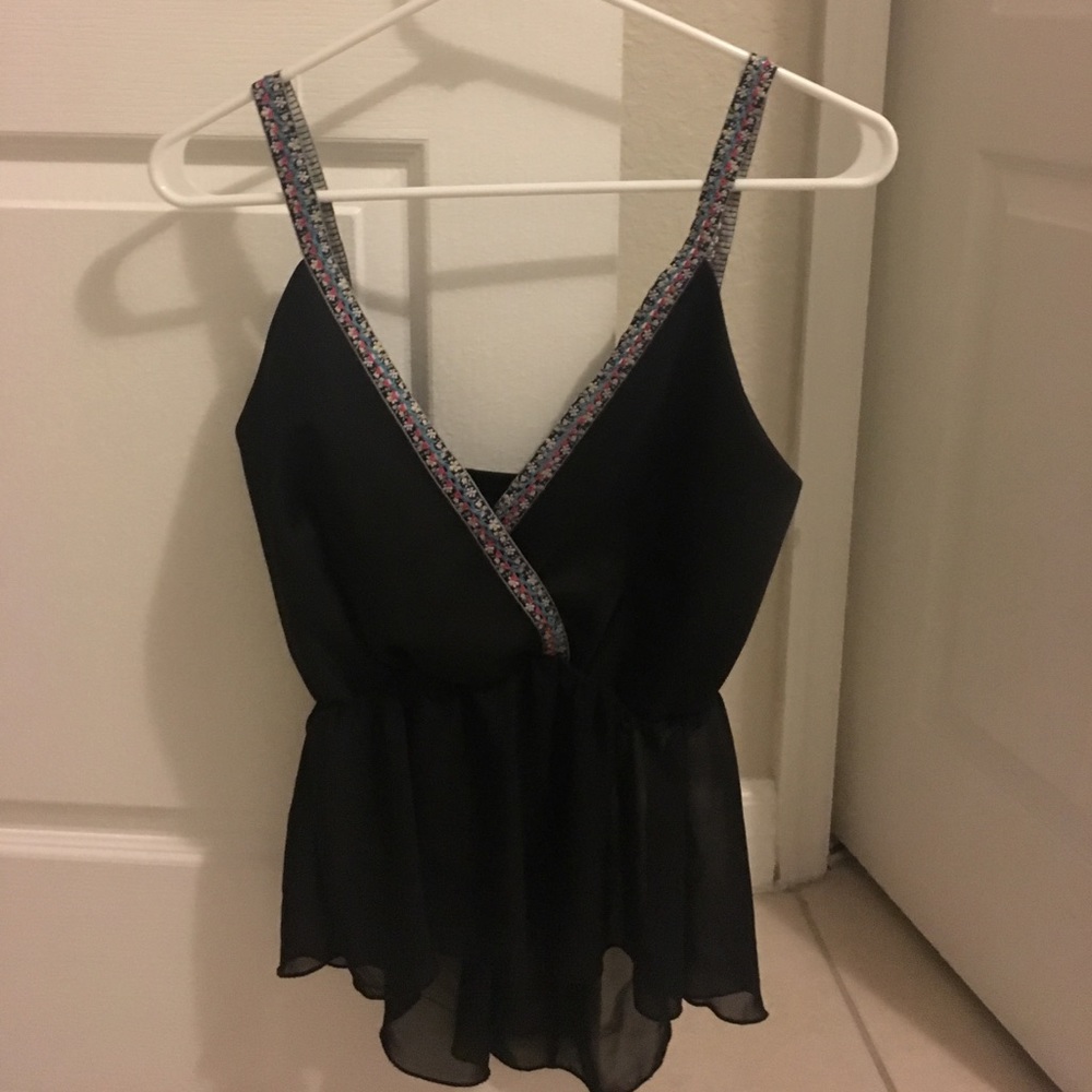 A black front crossed blouse