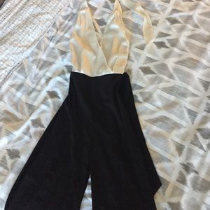 H&M black and white wide leg pant suit