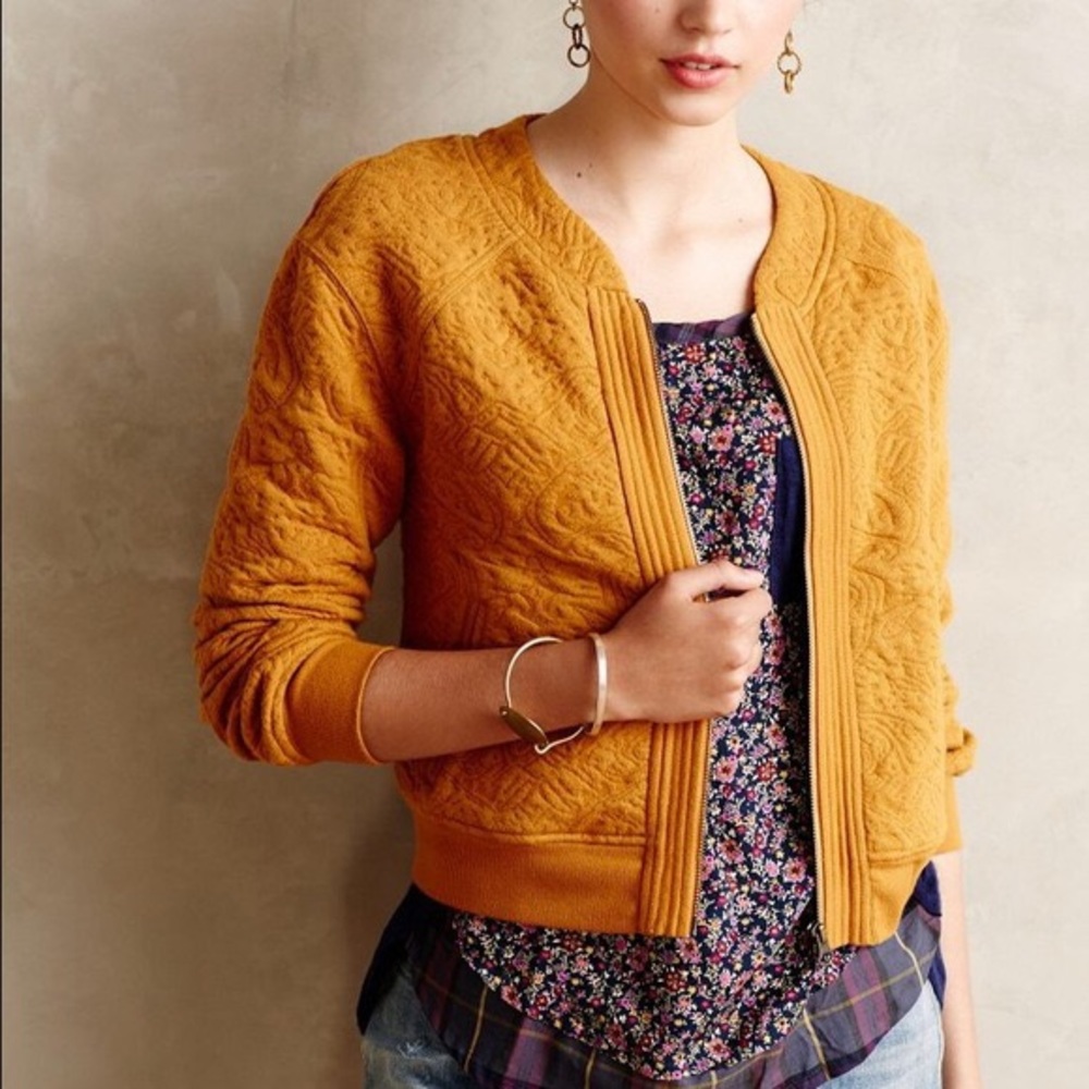 Anthropologie Jacquard Bomber and Farrago Tee S