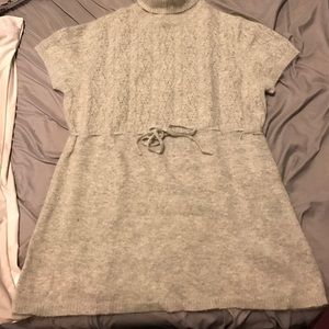 Grey short sleeve cozy  turtleneck sweater