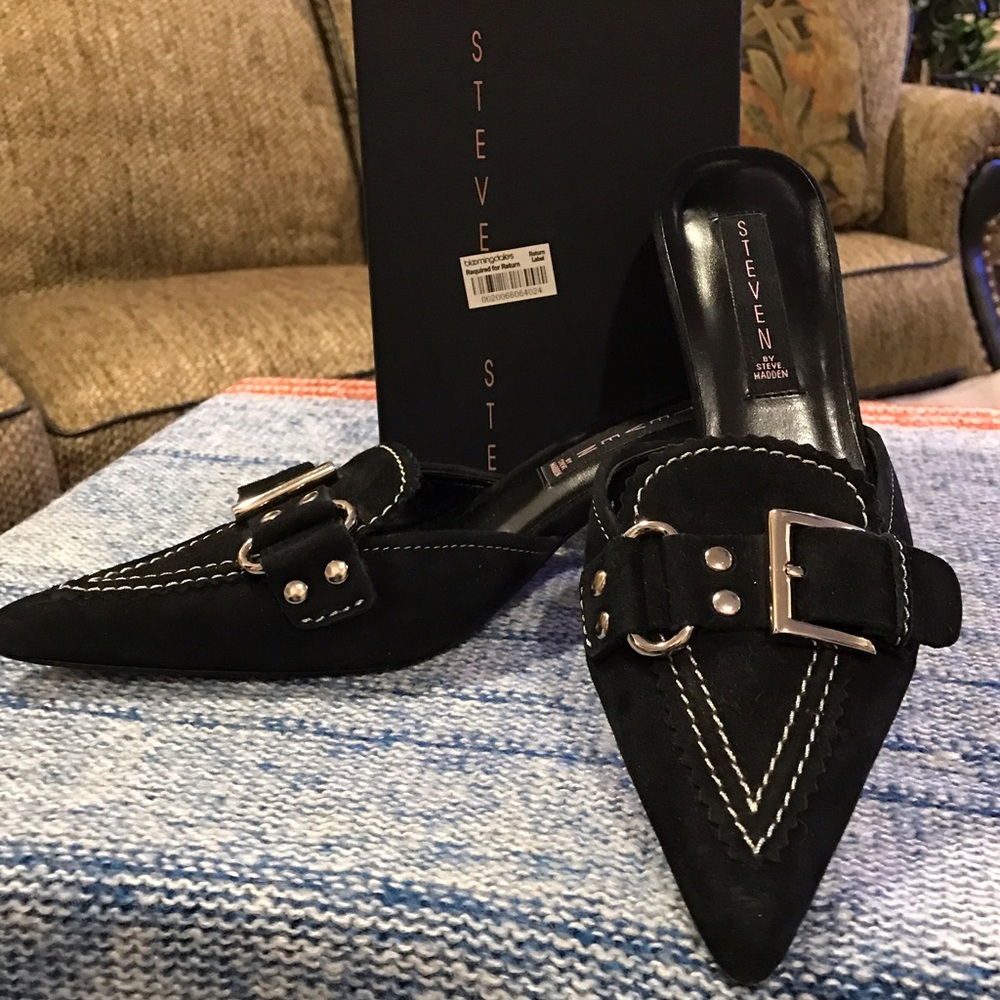 EUC Stevens Galaa Black Suede Mule