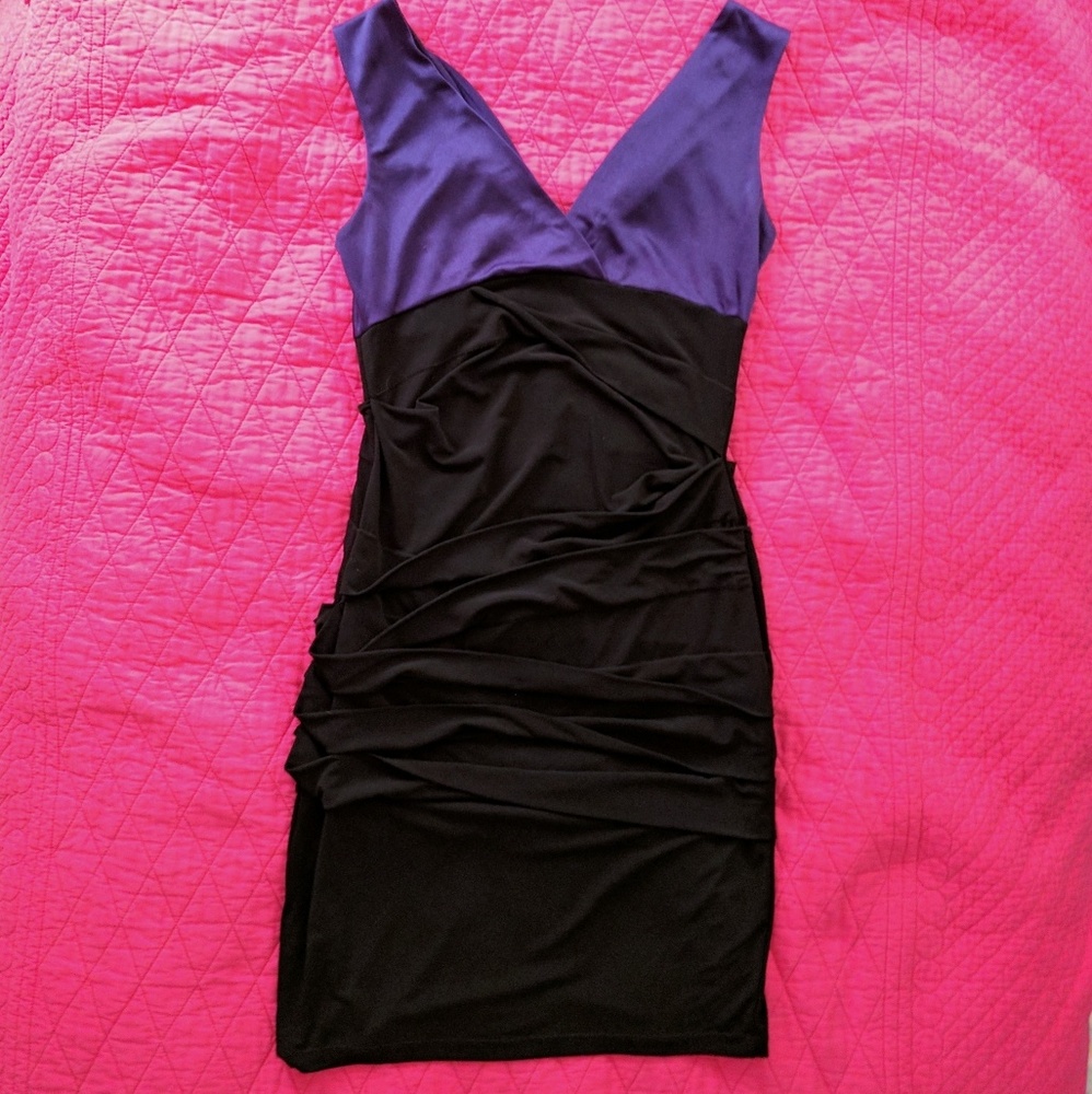 Purple-Black Colorblock Dress