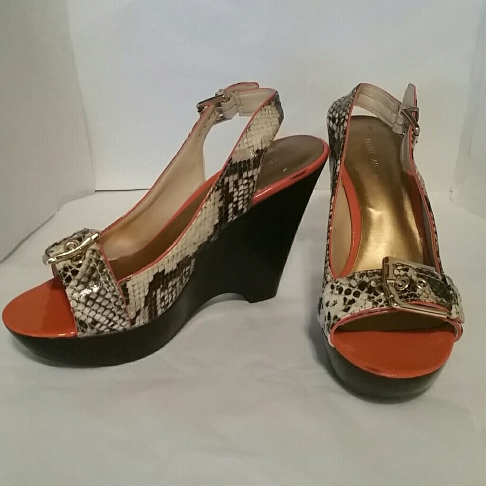 Nine West Orange Pump Heels Size 9