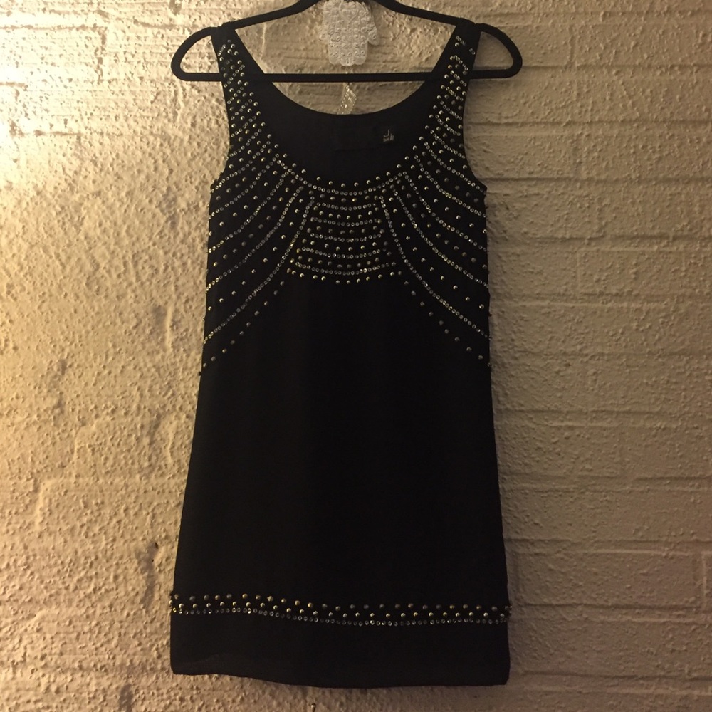 Black mini dress with beading