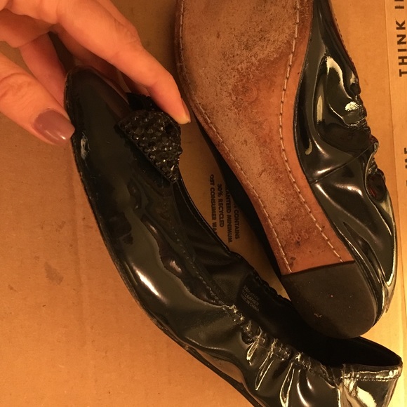 Bow Sequin Patent Navy Flats / Alice + Olivia Navy / Size 38.5 - Picture 2 of 4