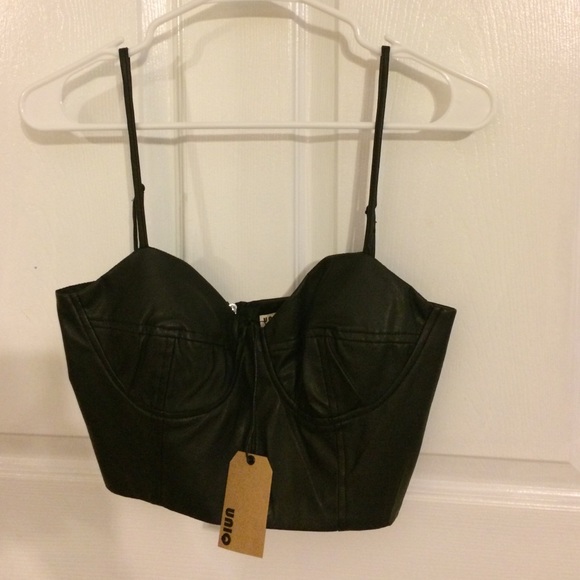 UNIQ Tops - Faux Leather Bralette / NEW
