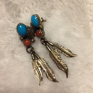 Cherokee Made earrings turquoise and brown stone