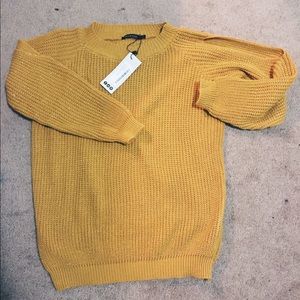 mustard yellow cold shoulder sweater