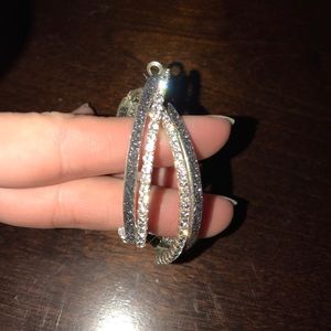 Black/Silver Rhinestone Hoop Earrings