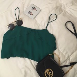 Emerald green spaghetti strap blouse