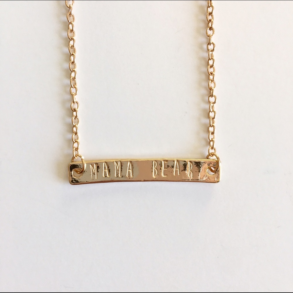Mama Bear 16K Gold Plated Adjustable Bar Necklace - Picture 2 of 4