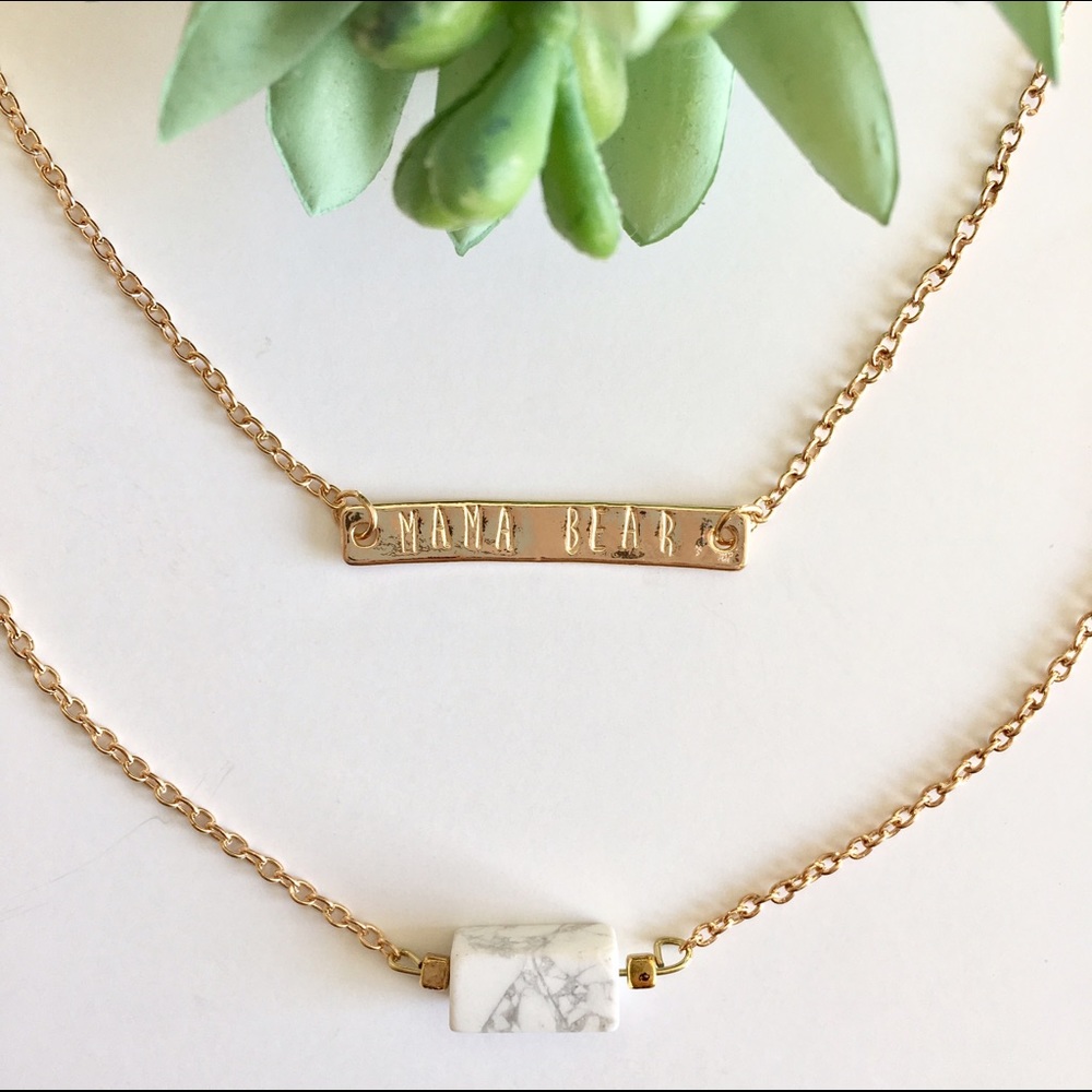 Mama Bear 16K Gold Plated Adjustable Bar Necklace - Picture 4 of 4