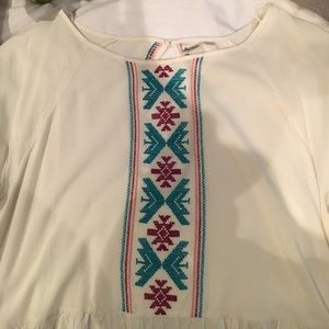 White blouse with Aztec print