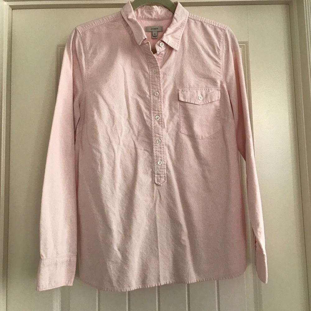 J.Crew women's Button Down pink and white