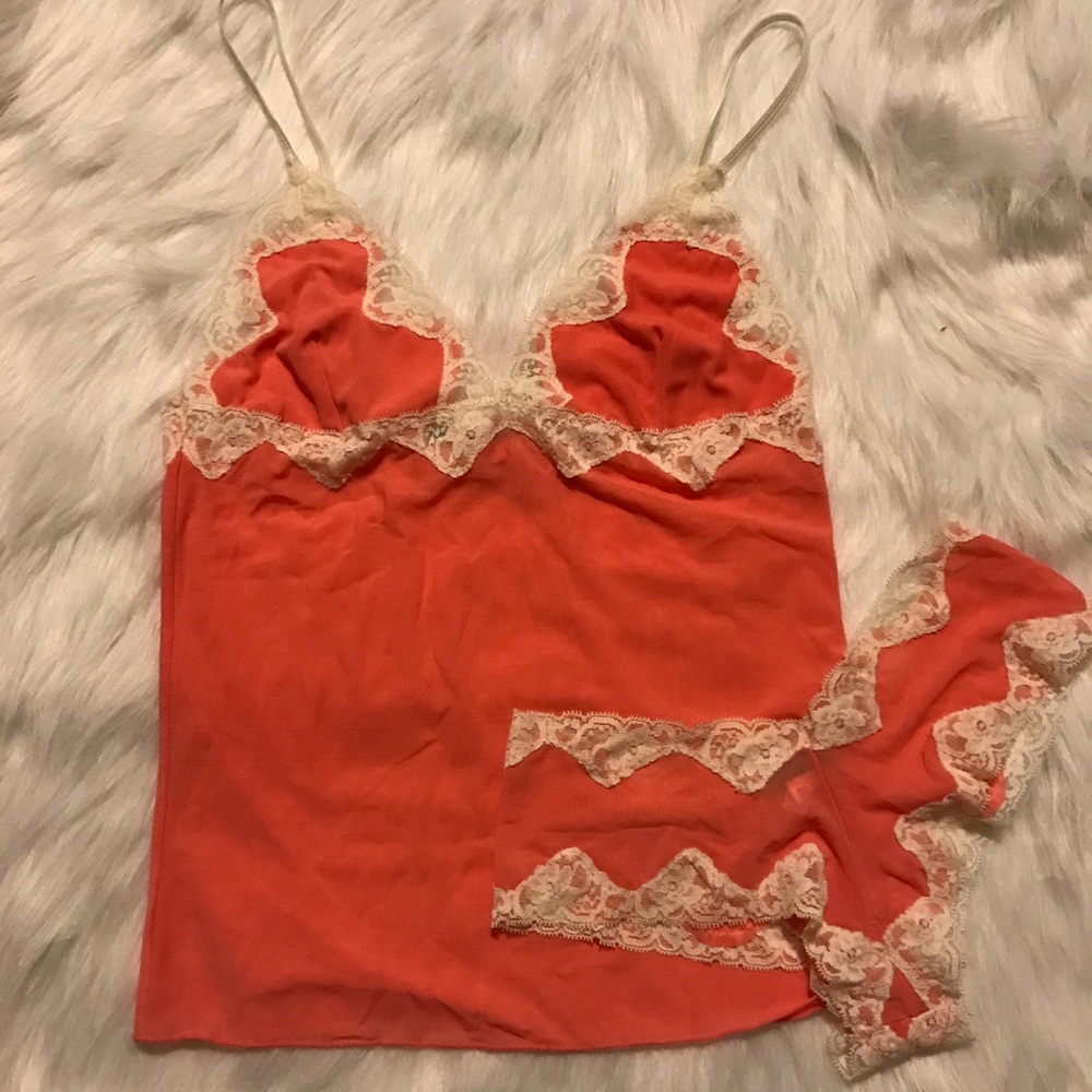 Lace cami and panties.