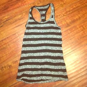 Shimmery silver & black fitted tank