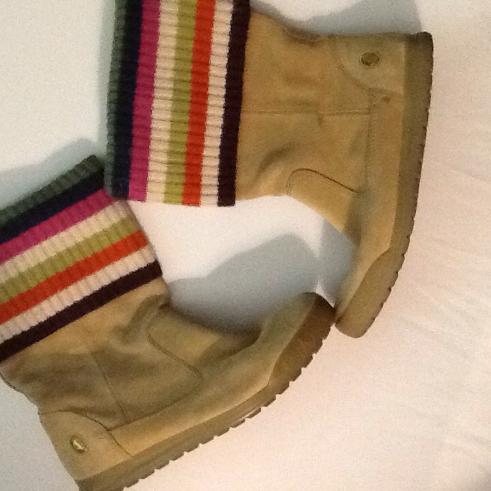 Coach Boots Leather & Wool Size 8