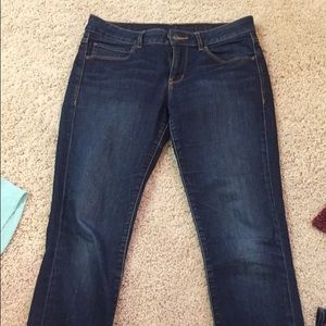 skinny mid-rise dark wash jeans
