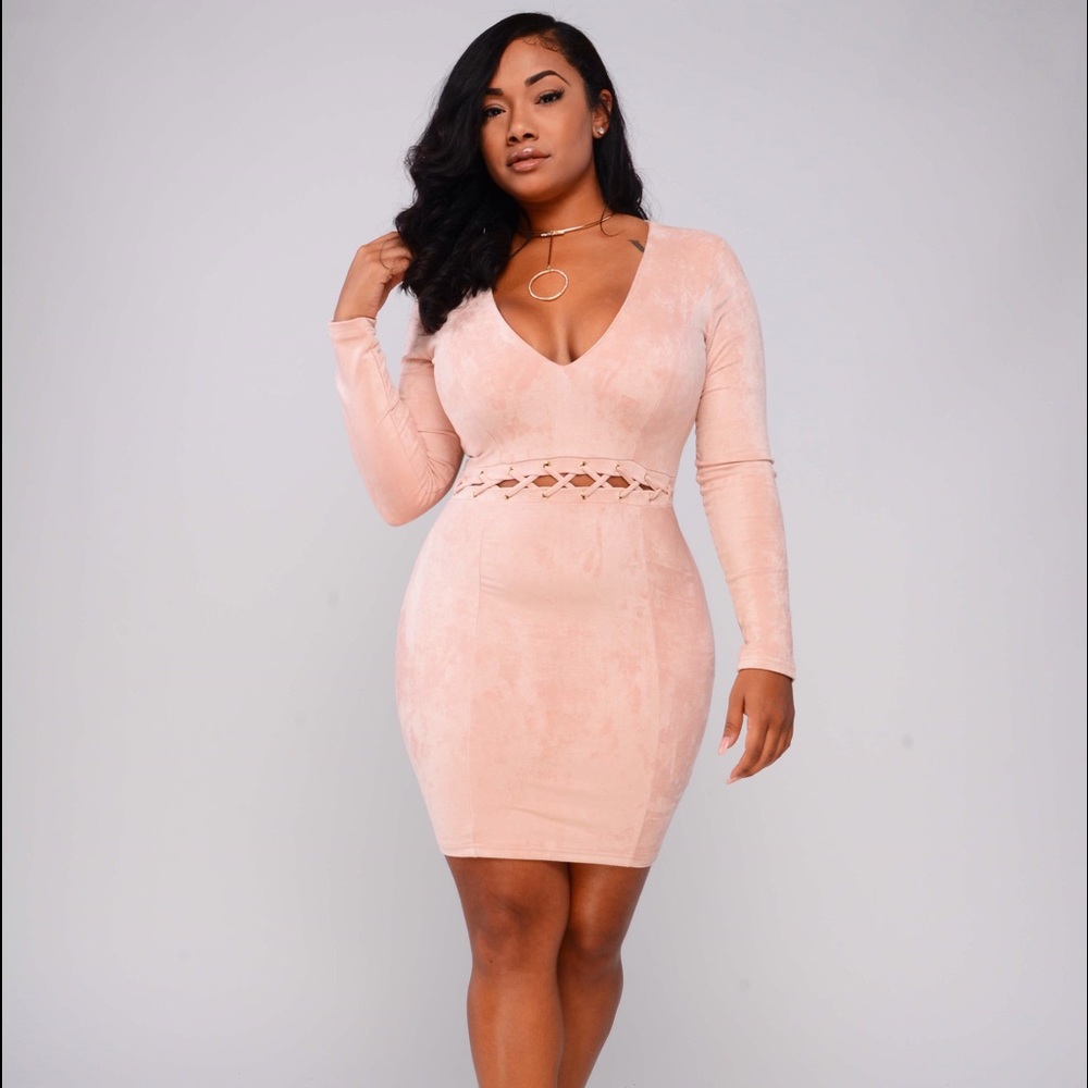 Blush suede dress. Brand new.