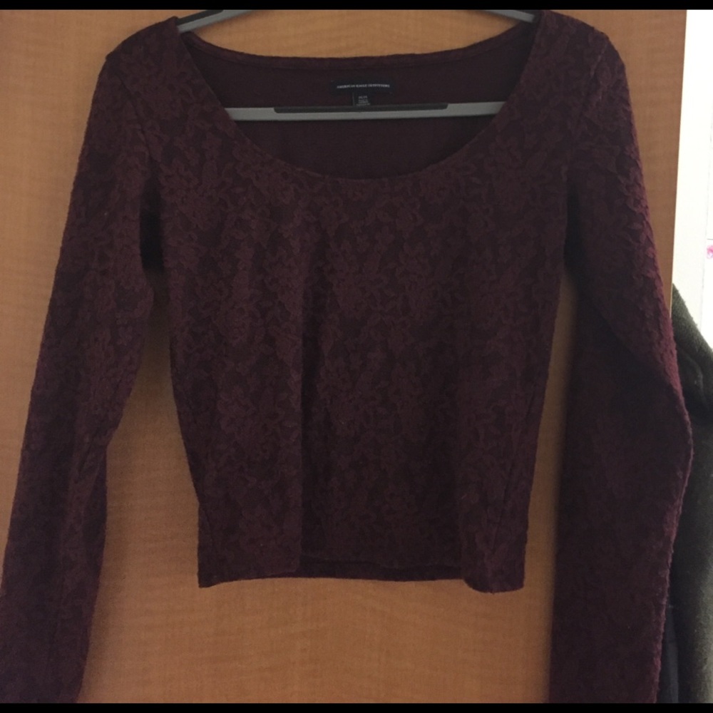 Lace, long sleeve crop top