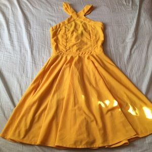 Custom Made Yellow Halter Dress
